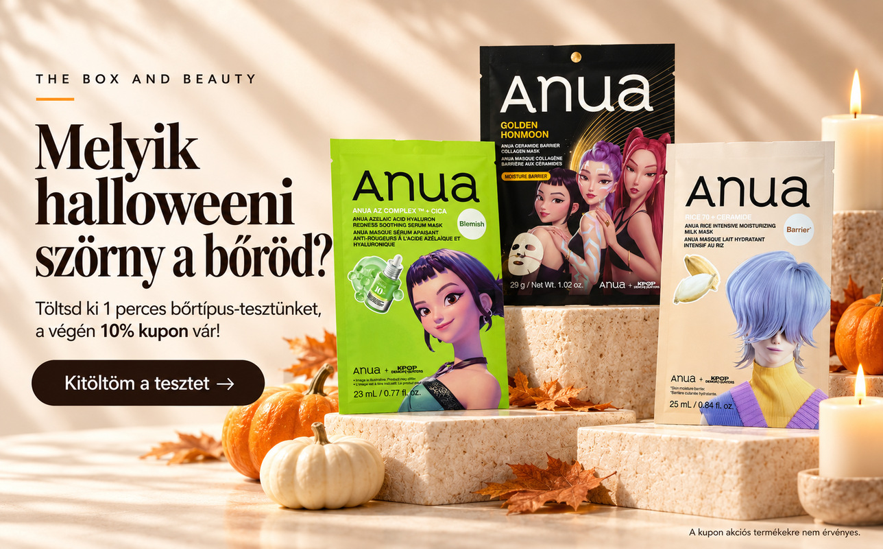 Melyik halloweeni szörny a bőröd? Töltsd ki 1 perces bőrtípus-tesztünket, a végén 10% kupon vár! ANUA KPop Demon Hunters maszkok