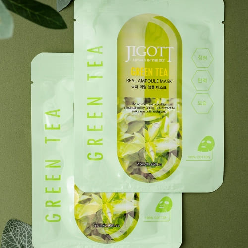 JIGOTT Real Ampoule vitalizáló maszk zöld tea kivonattal