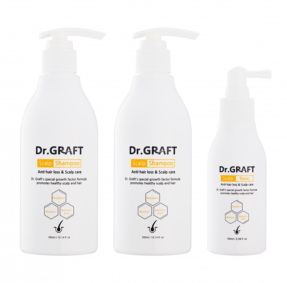 DR. GRAFT hajhullás elleni terápiás szett (300 ml sampon + 300 ml sampon + 100 ml tonik)