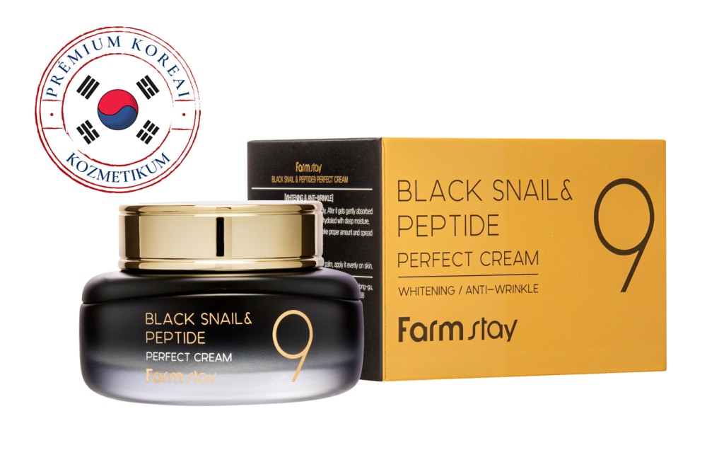 FARMSTAY Black Snail & Peptide9 feszesítő krém fekete csiga kivonattal és 9 féle peptiddel