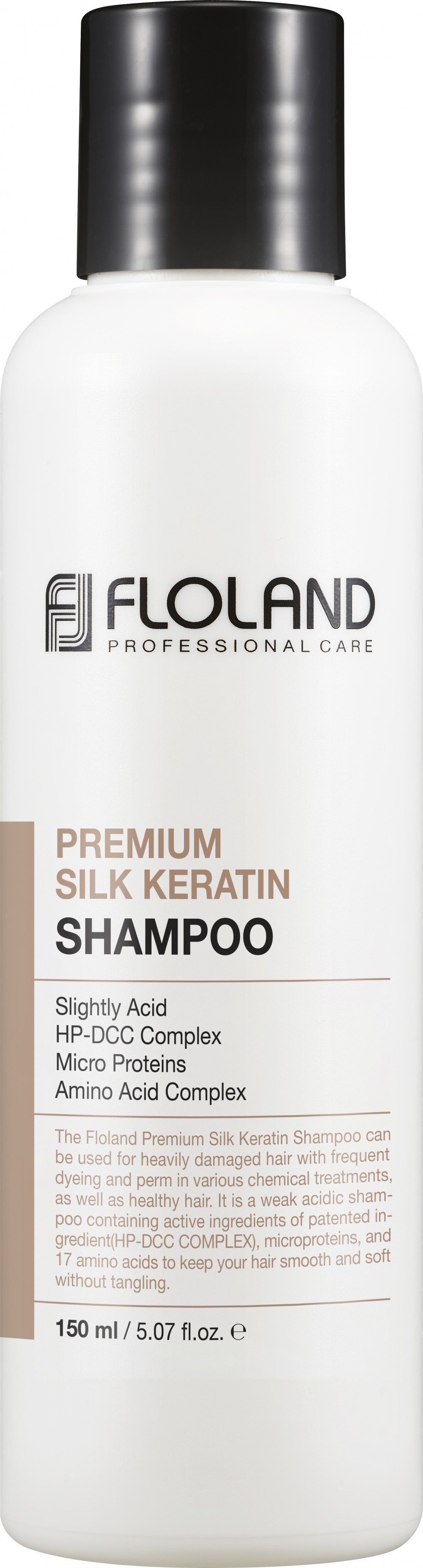 FLOLAND Premium Silk Keratin hidratáló, hajregeneráló sampon 17 féle aminosavval 150 ml