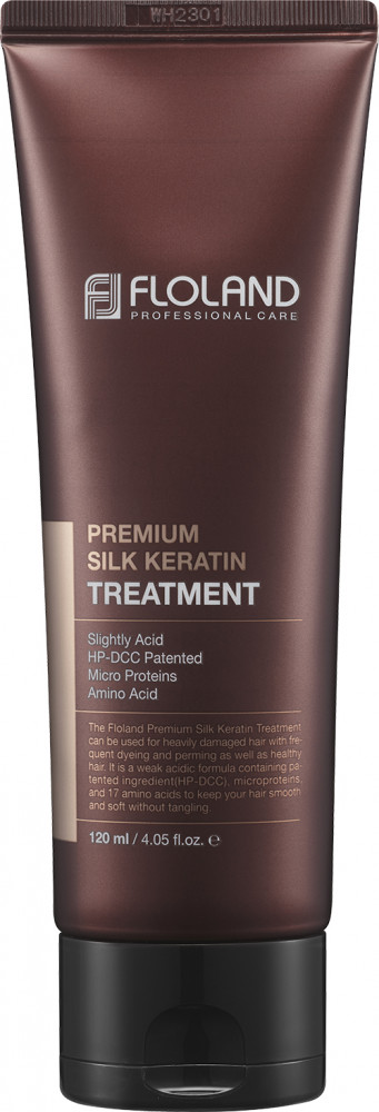 FLOLAND Premium Silk Keratin hajápoló, hidratáló hajbalzsam 17 féle aminosavval 120 ml