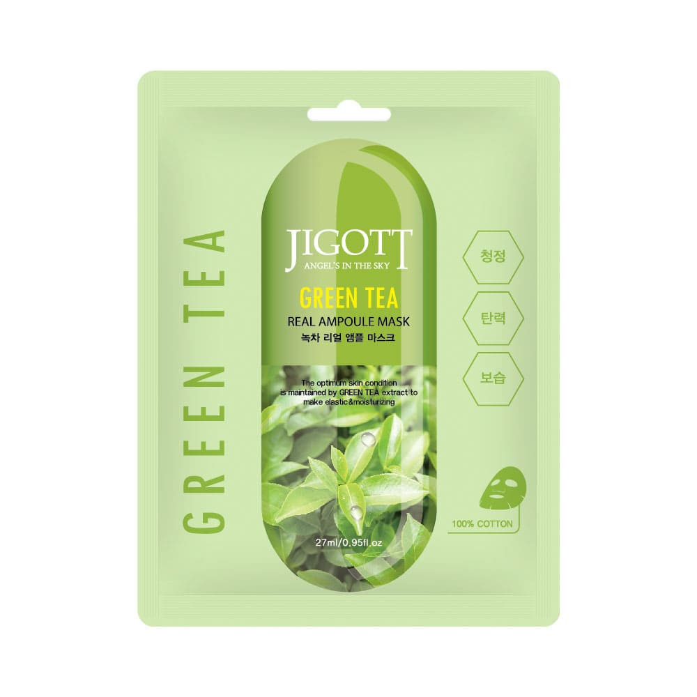 JIGOTT Real Ampoule vitalizáló maszk zöld tea kivonattal (10 darab)