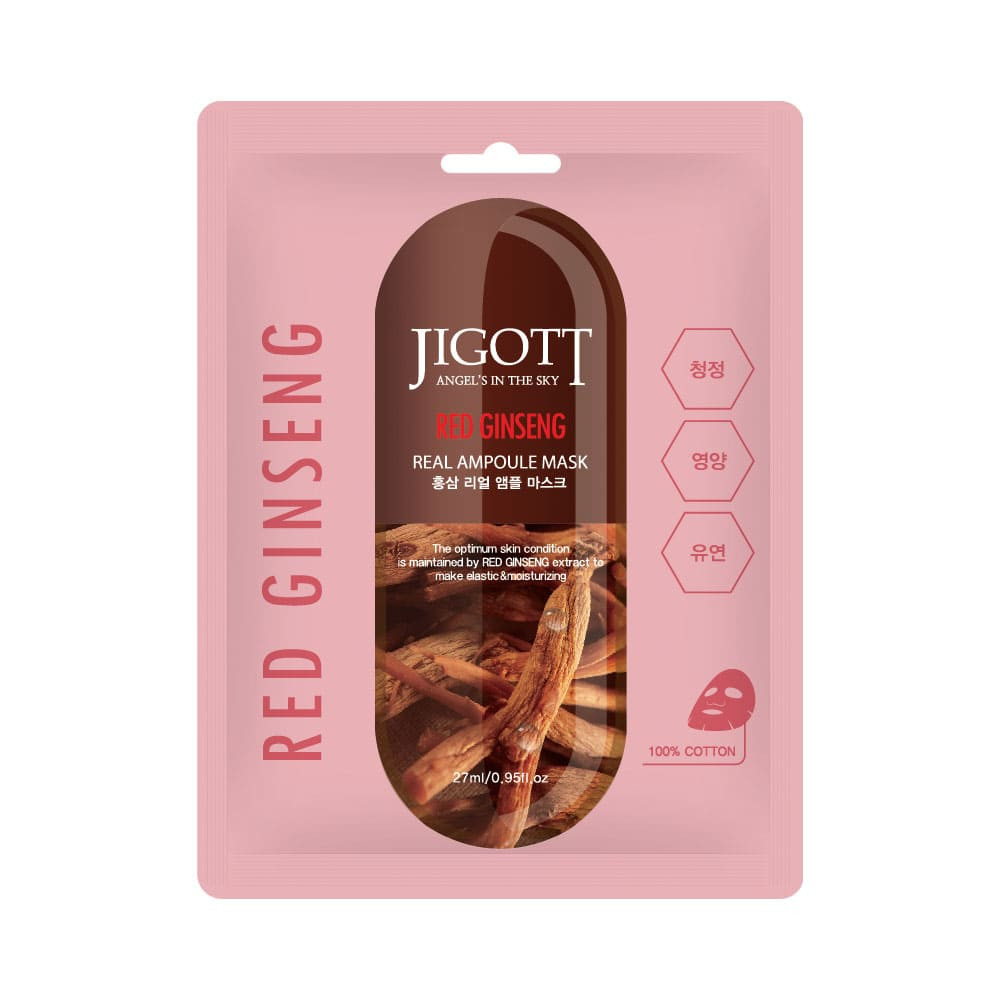 JIGOTT Real Ampoule öregedésgátló maszk vörös ginzeng kivonattal (10 darab)