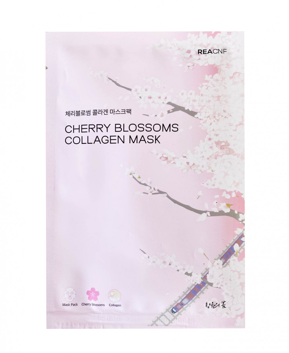 REACNF Cherry Blossom prémium öregedésgátló maszk cseresznyevirág kivonattal és kollagénnel