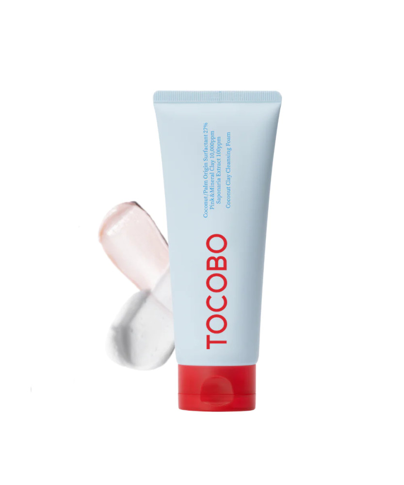 TOCOBO Coconut Clay mélytisztító hatású arctisztító hab rózsaszín agyaggal